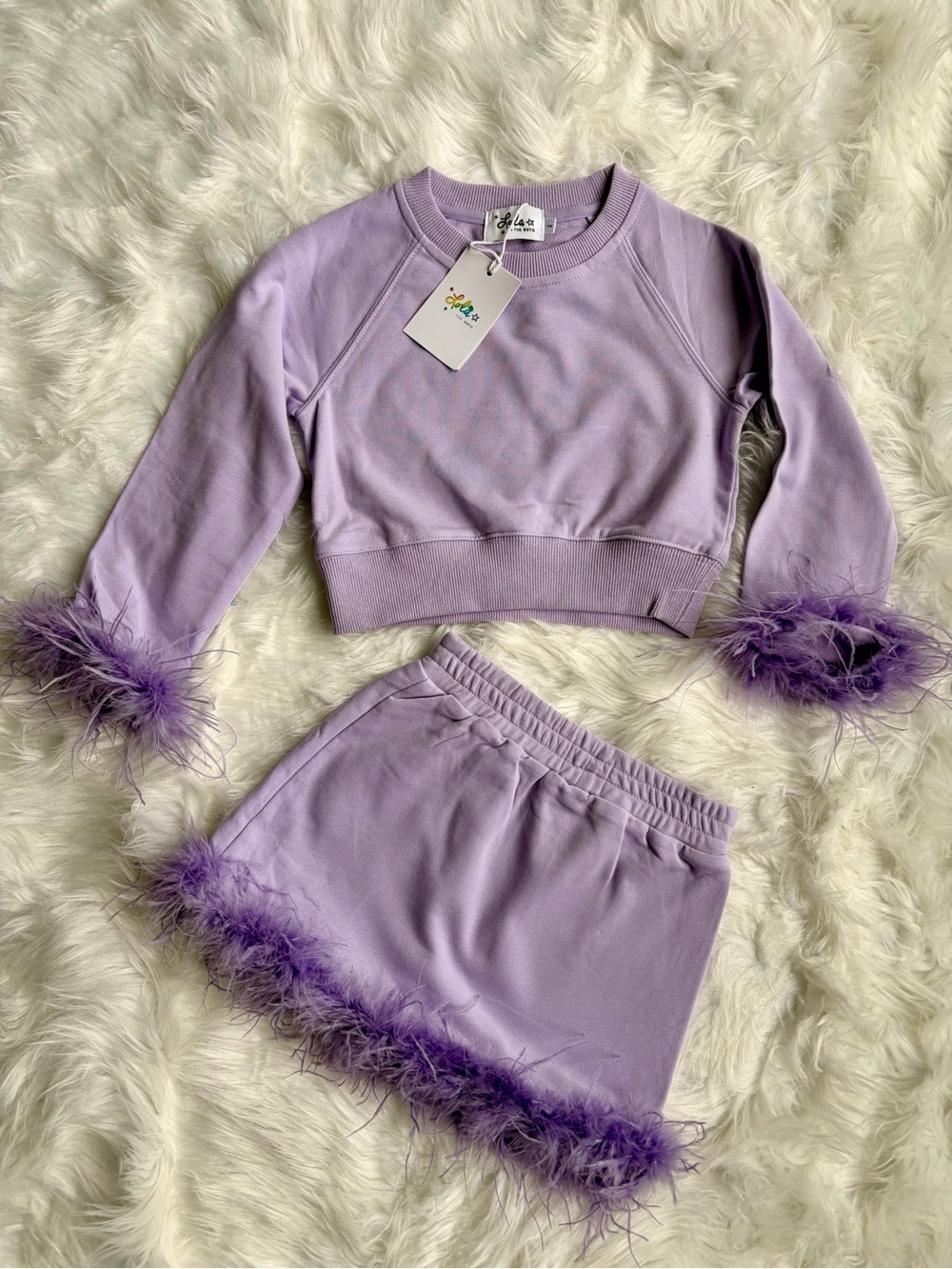 Lola and the Boys Cozy Feather Skirt Set